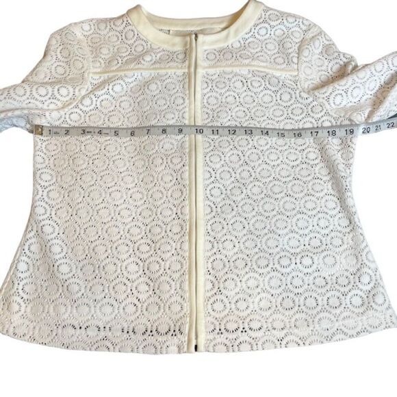 Doncaster White Sheer Lacy Crochet Look Zip Up Jacket Size 10 - Picture 10 of 11